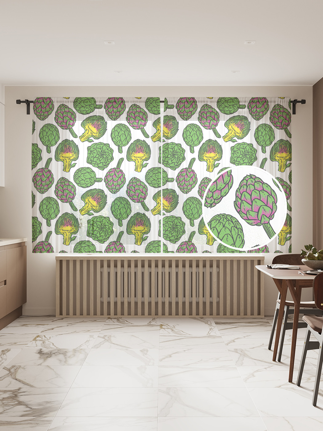 

Фототюль JoyArty "Спелые артишоки", 145x180 см (2 полотна со шторной лентой + 50 крючков), Спелые артишоки