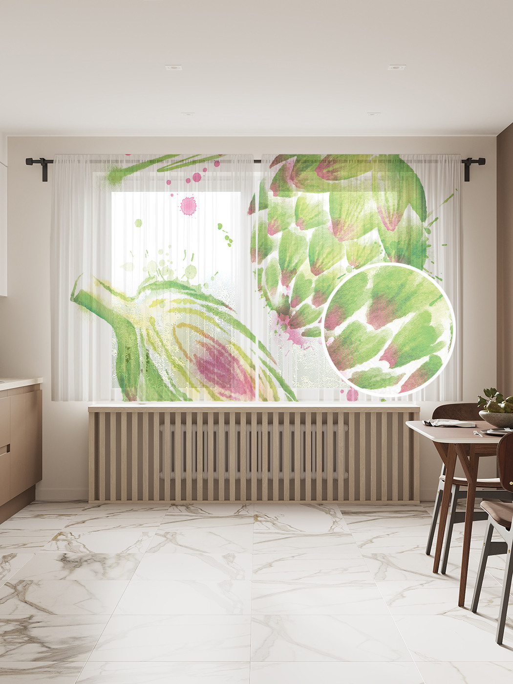 

Фототюль JoyArty "Артишок съедобный", 145x180см (2 полотна со шторной лентой + 50 крючков), Артишок съедобный