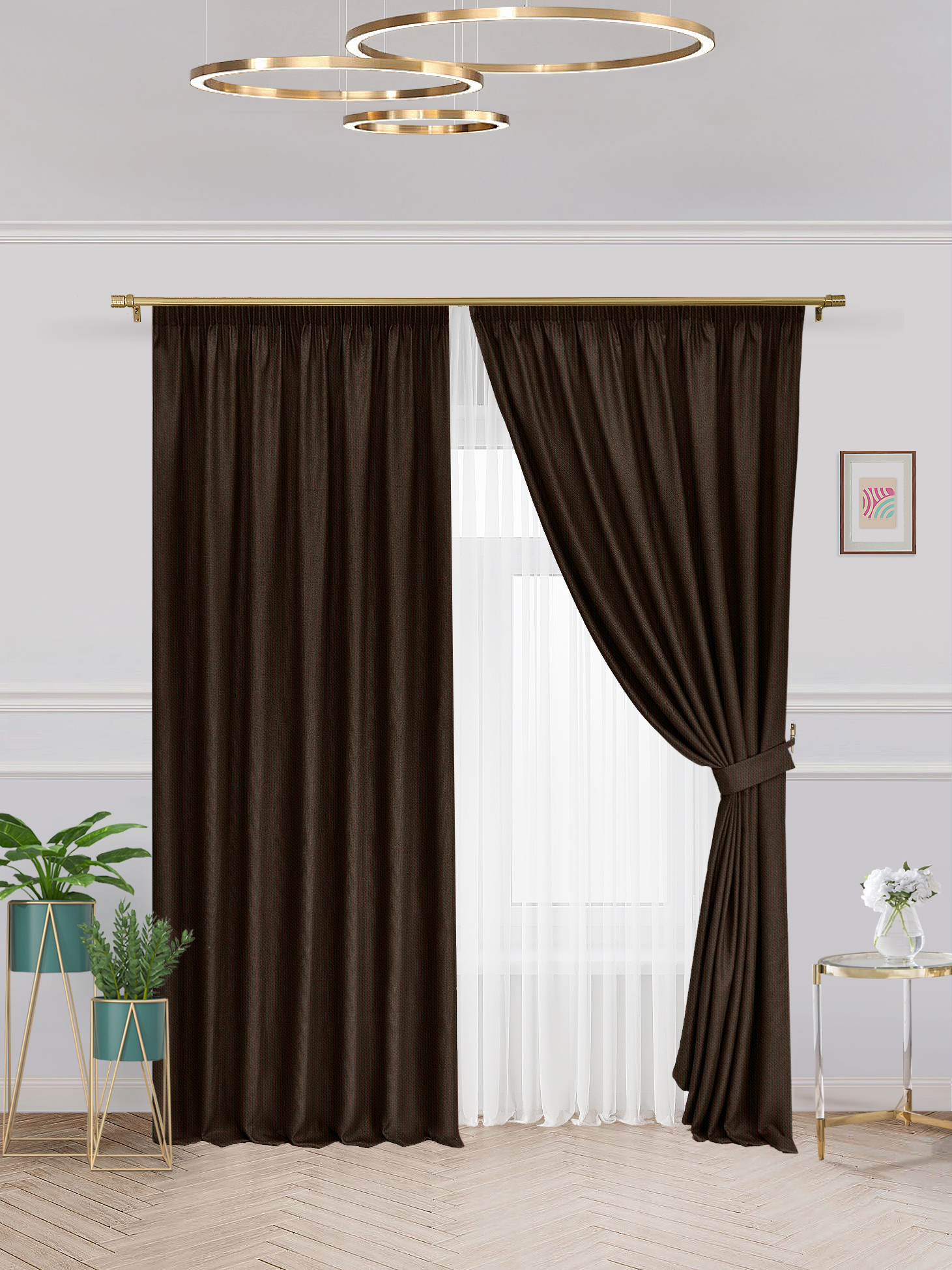 

Комплект штор Рогожка Fresco блэкаут 150х250см 2 шт, k_Rog_300X250_venge, rog_lenta