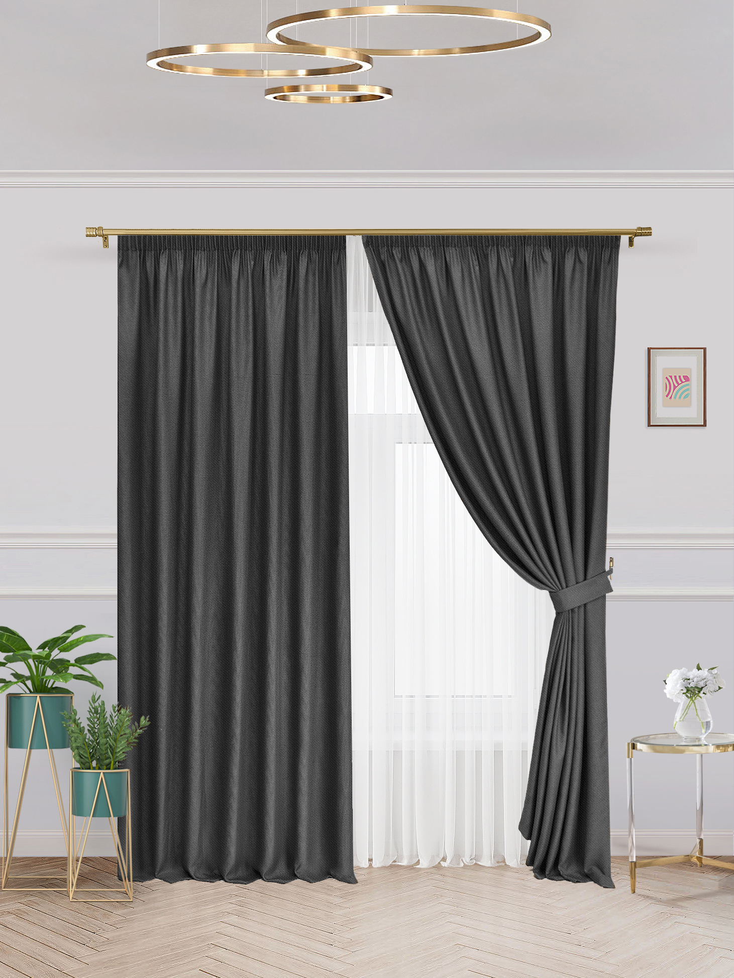 

Комплект штор Рогожка Fresco блэкаут 150х260см 2 шт, k_Rog_300X260_graf, rog_lenta