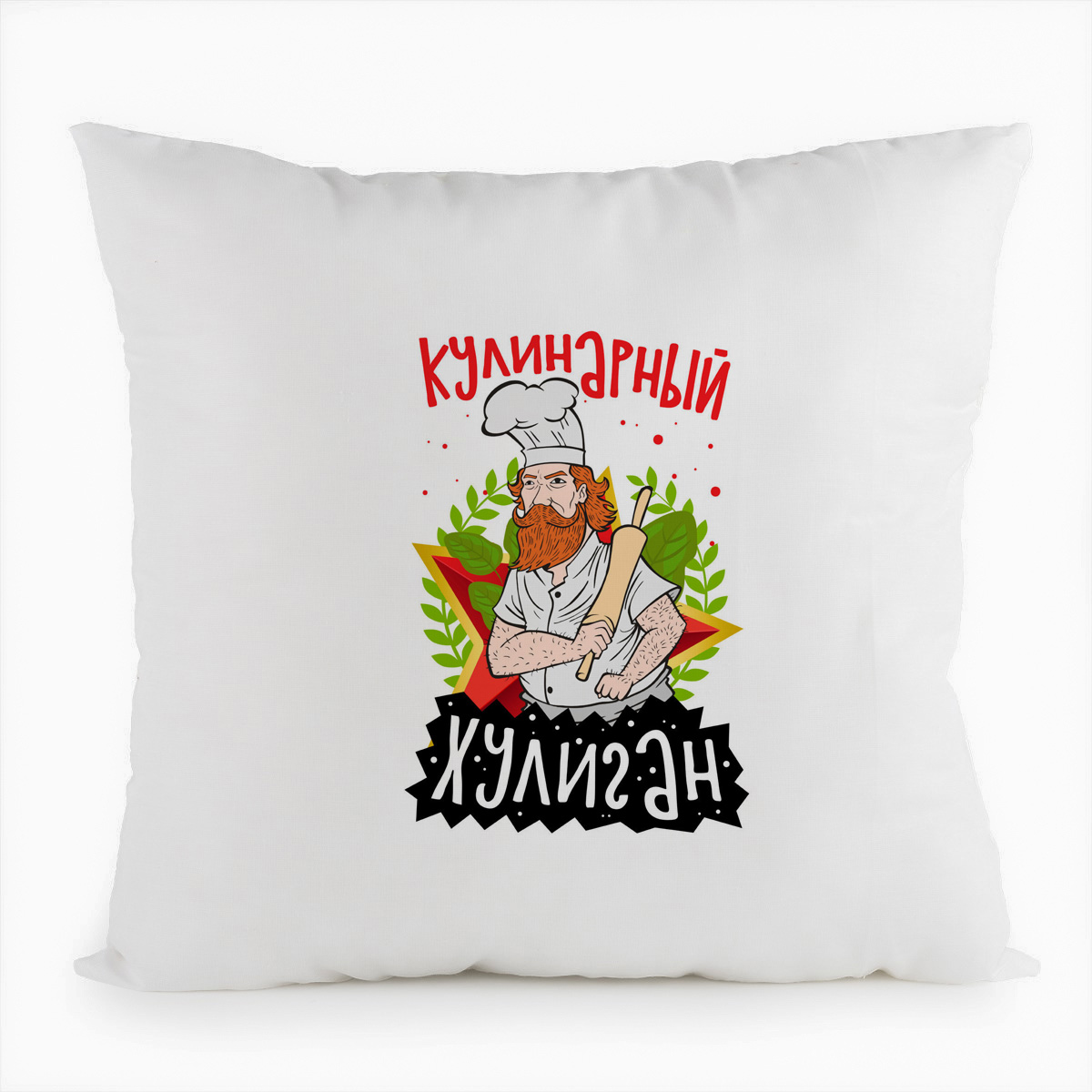 фото Подушка белая coolpodarok прикол. кулинарный хулиган