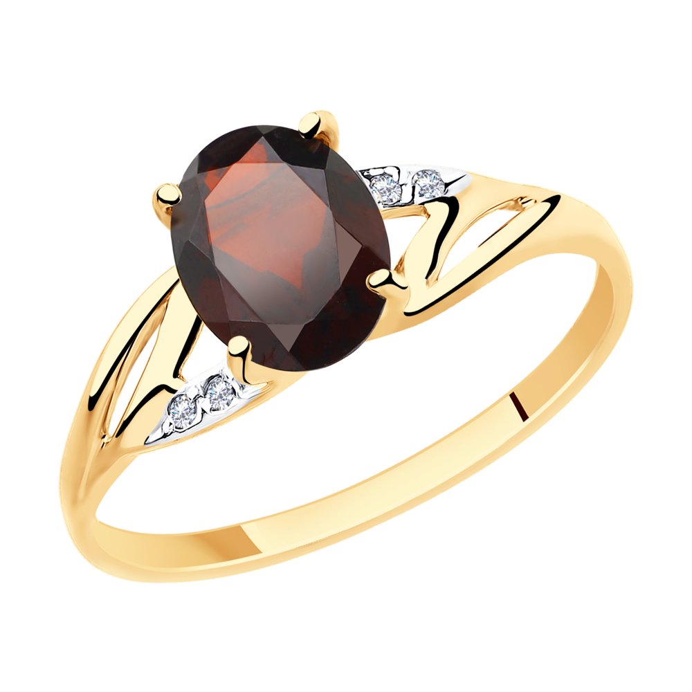 

Кольцо из золота р. 18 Diamant 51-310-00219-2, гранат\фианит, 51-310-00219-2