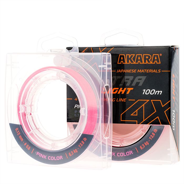 Шнур рыболовный плетеный Akara Ultra Light Pink 100 м 0,12