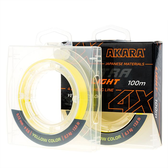 Шнур рыболовный плетеный Akara Ultra Light Yellow 100 м 0,06