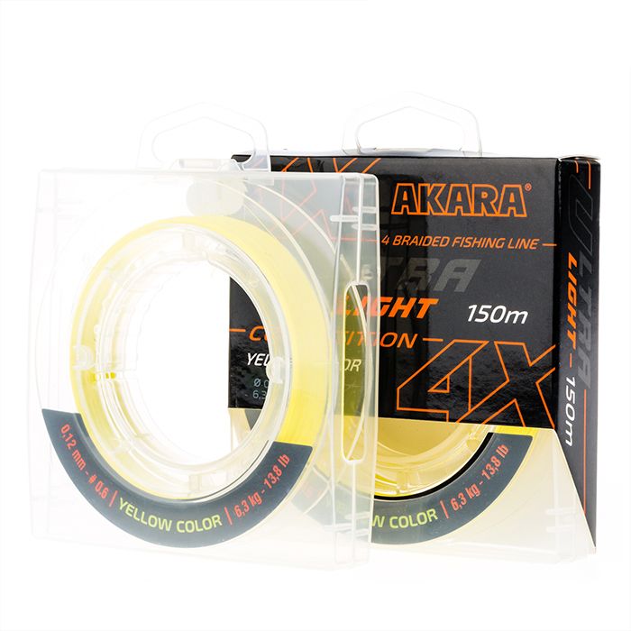 

Шнур рыболовный плетеный Akara Ultra Light Competition Yellow 150 м 0,12, Желтый, Ultra Light Competition Yellow 150м.
