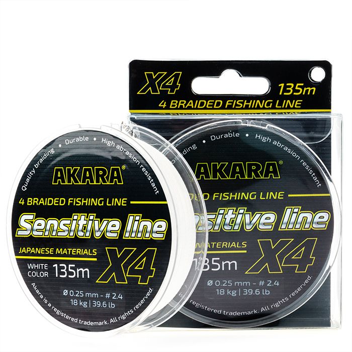 

Шнур рыболовный плетеный Akara Sensitive Line White 135 м 0,10, Белый, Sensitive Line White 135м.