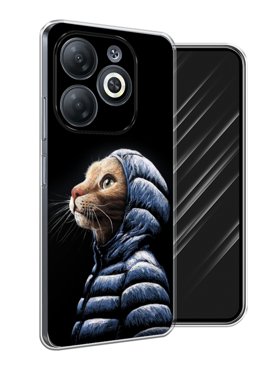 

Чехол Awog на Infinix Smart 8/8 HD/Hot 40i "Кот в капюшоне", Черный;бежевый;синий, 3105650-1