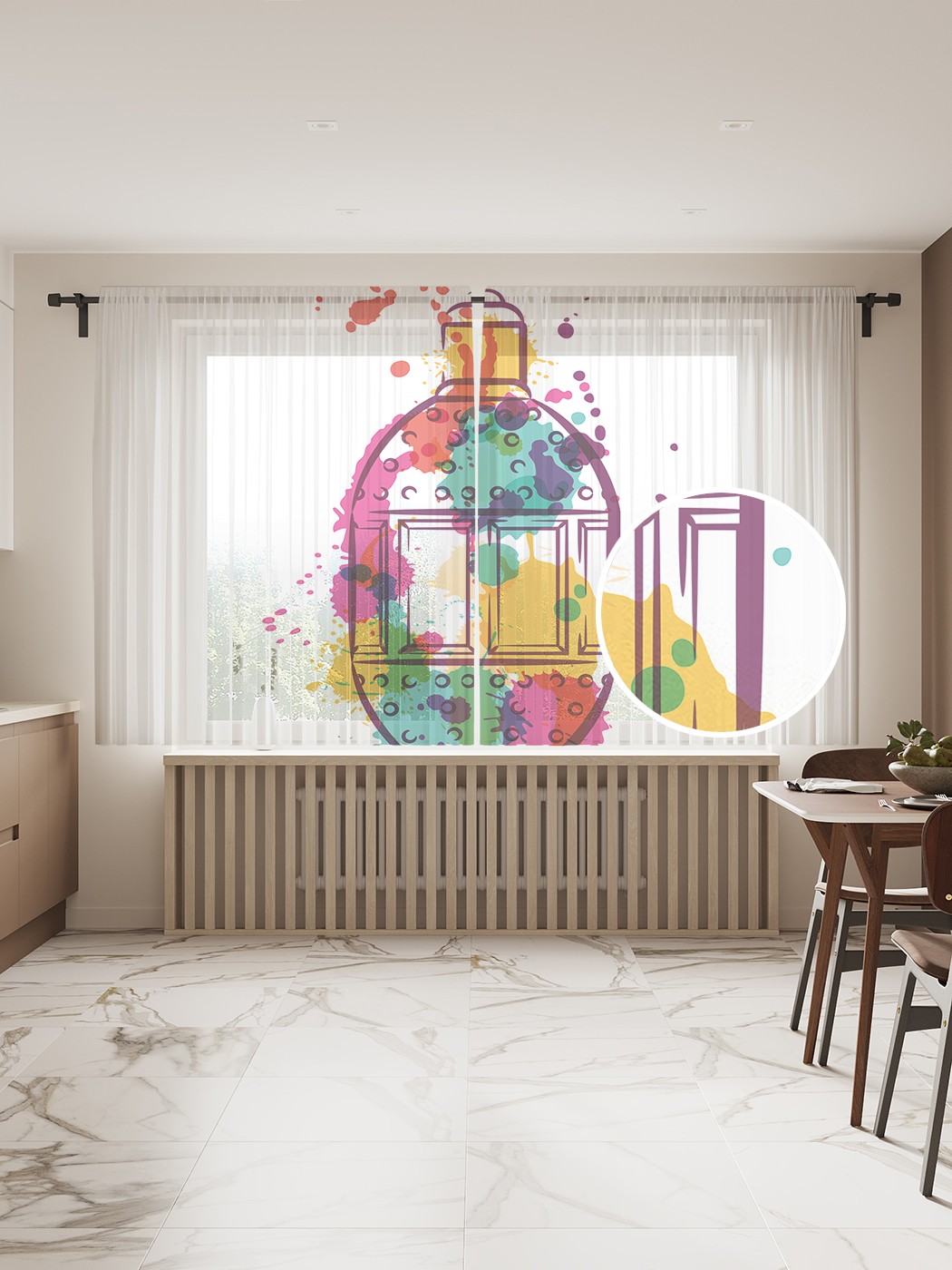 фото Фототюль joyarty "пятнистые фонарики", 145x180см (2 полотна с лентой + 50 крючков)