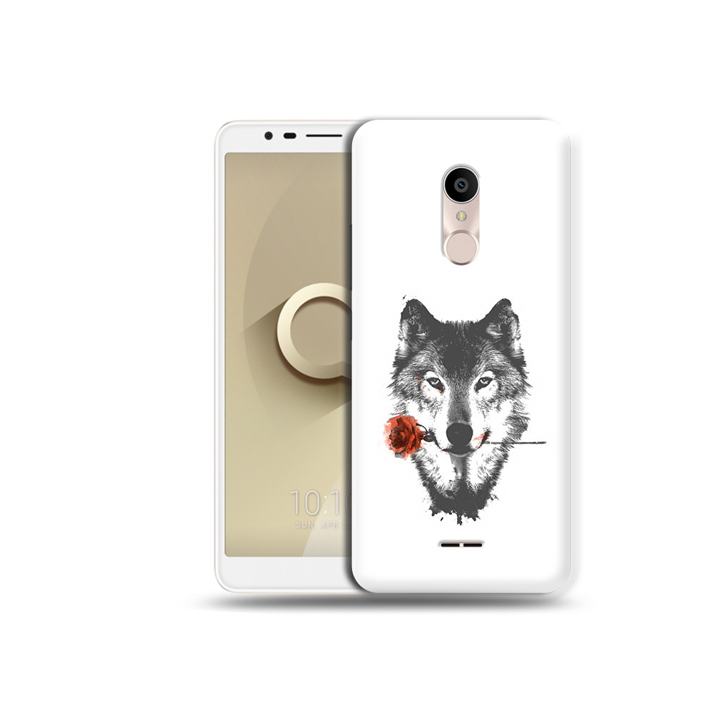 

Чехол MyPads Tocco для Alcatel 3C 5026D волк с розой, Прозрачный, Tocco