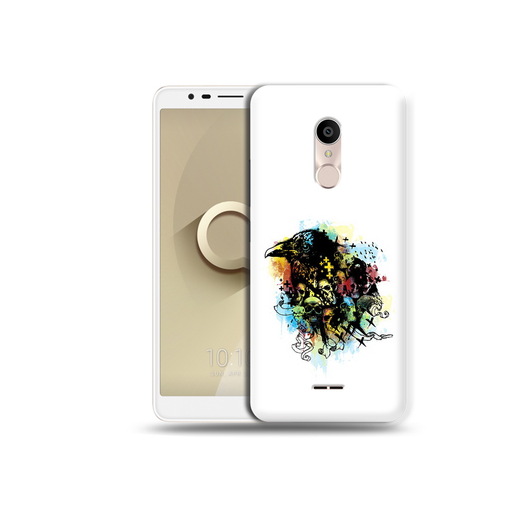 

Чехол MyPads Tocco для Alcatel 3C 5026D ворон и черепа, Прозрачный, Tocco