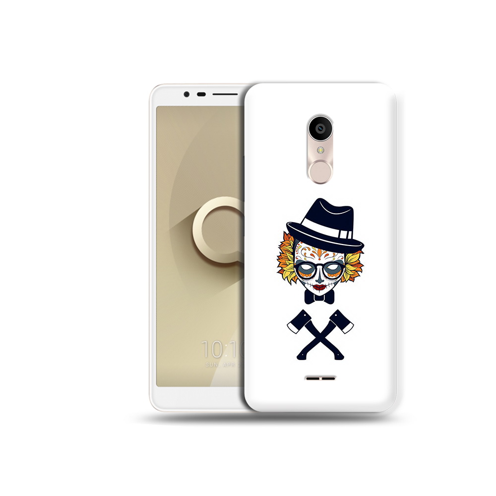 

Чехол MyPads Tocco для Alcatel 3C 5026D девушка в маске с топорами рисунок, Прозрачный, Tocco
