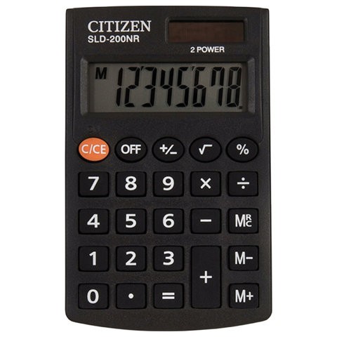 

Калькулятор карманный CITIZEN SLD200NR (98х60 мм), 8 разрядов, двойное питание, SLD-200NR