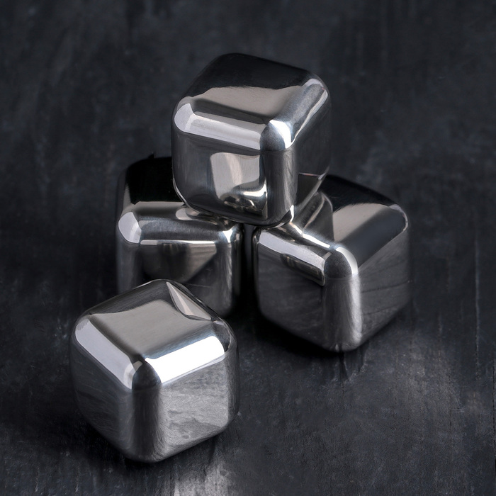 фото Набор камней для виски «куб», 4 шт, 2,5?2,5 см, нержавеющая сталь nobrand