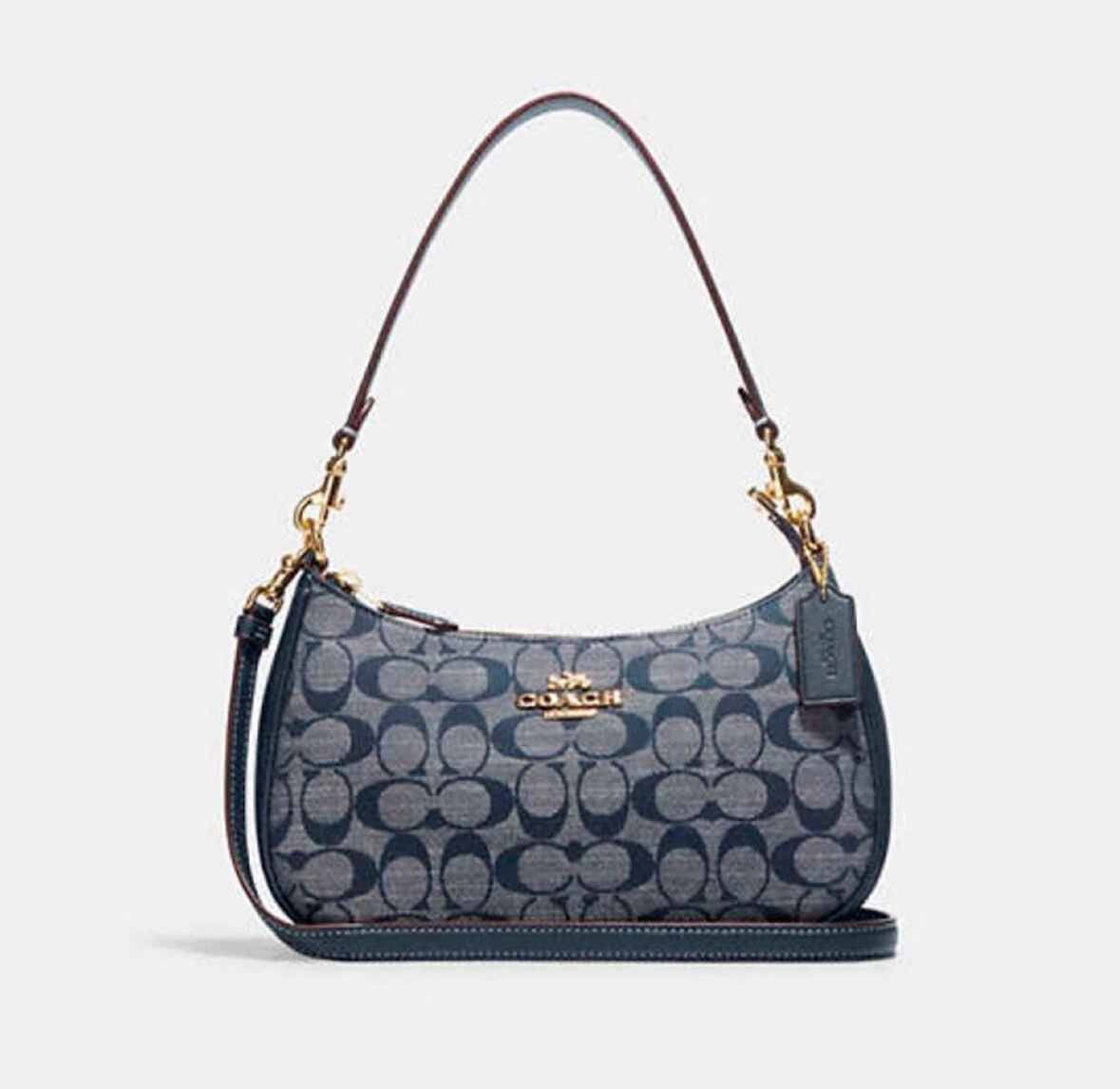 

Сумка-багет женская Coach CH139_DENIM MULTI синяя, Синий, CH139_DENIM MULTI