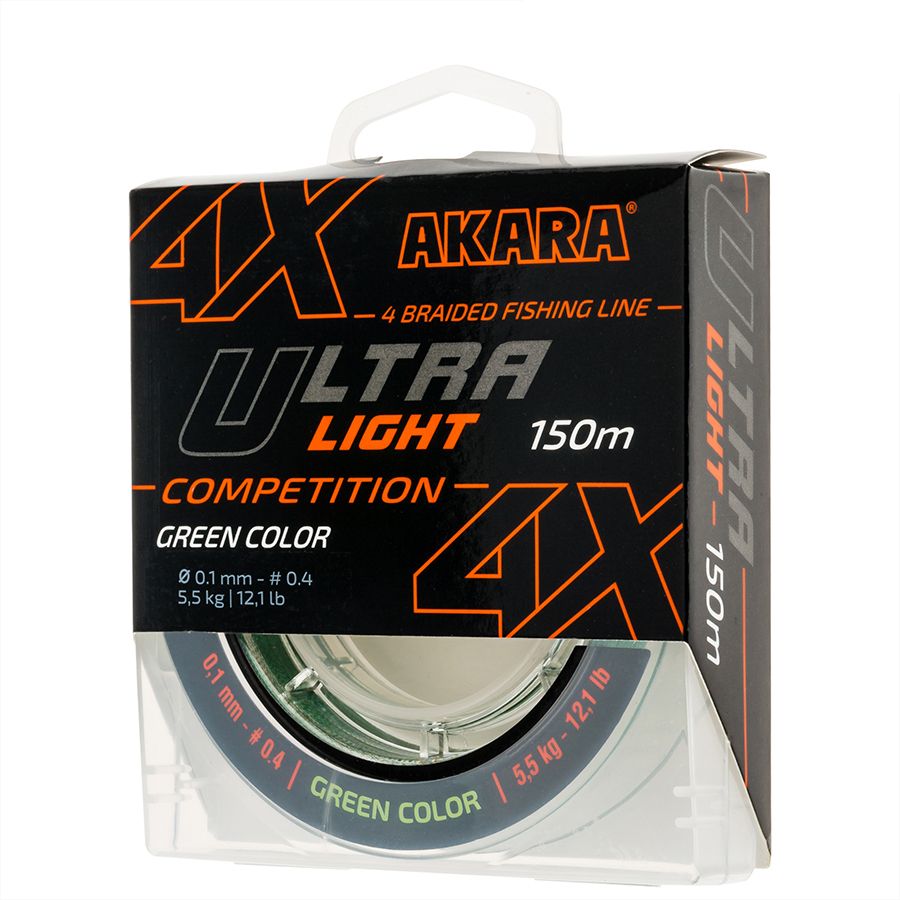 

Шнур рыболовный плетеный Akara Ultra Light Competition Green 150 м 0,10, Зеленый, Ultra Light Competition Green 150м.