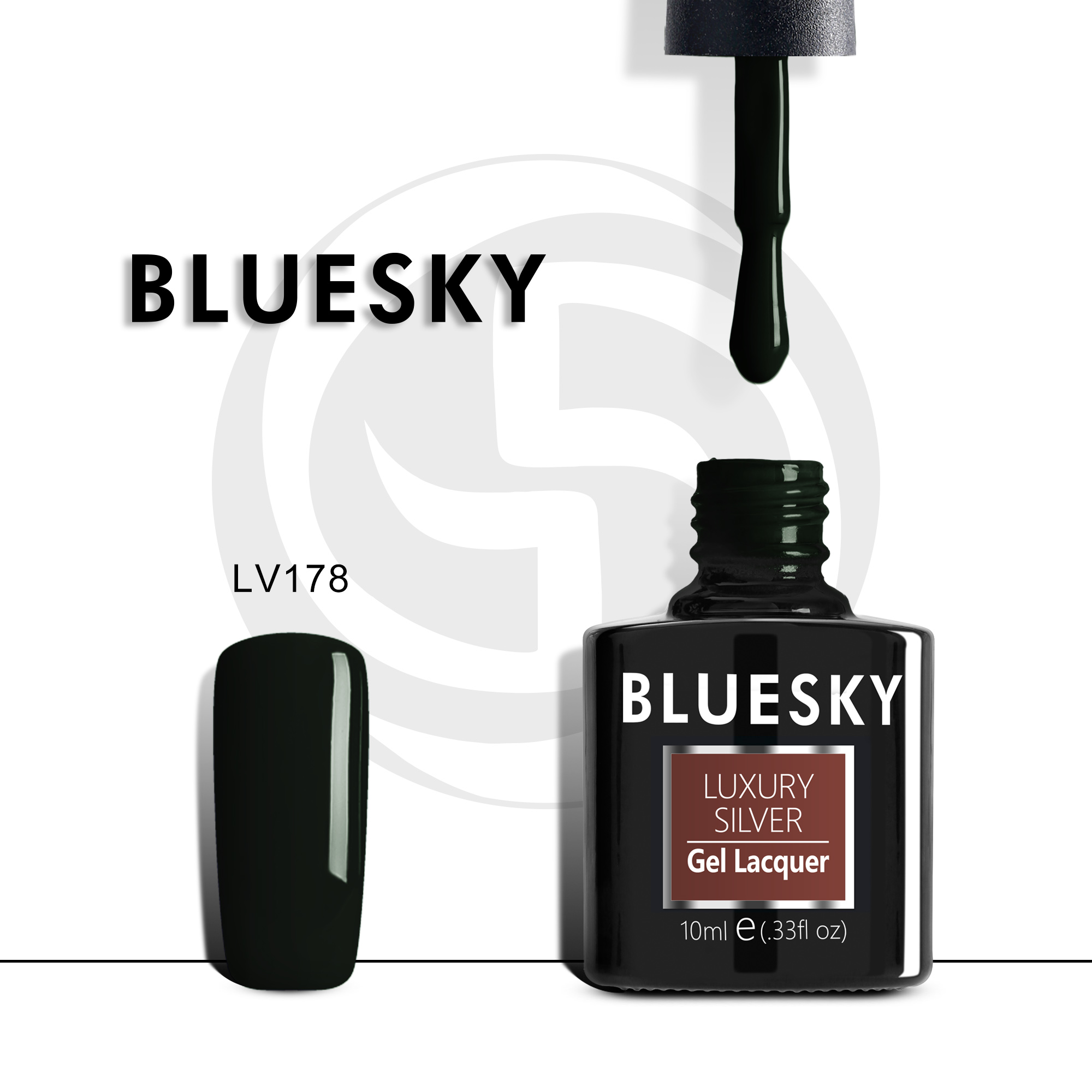 

Гель-лак №178 черный Luxury Silver 10 мл, BLUESKY