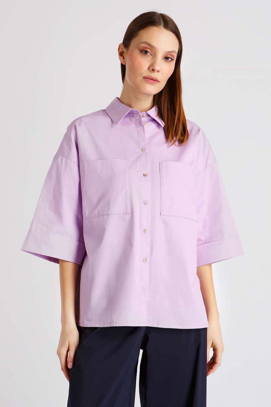 Рубашка женская Baon B1922010 фиолетовая 2XL