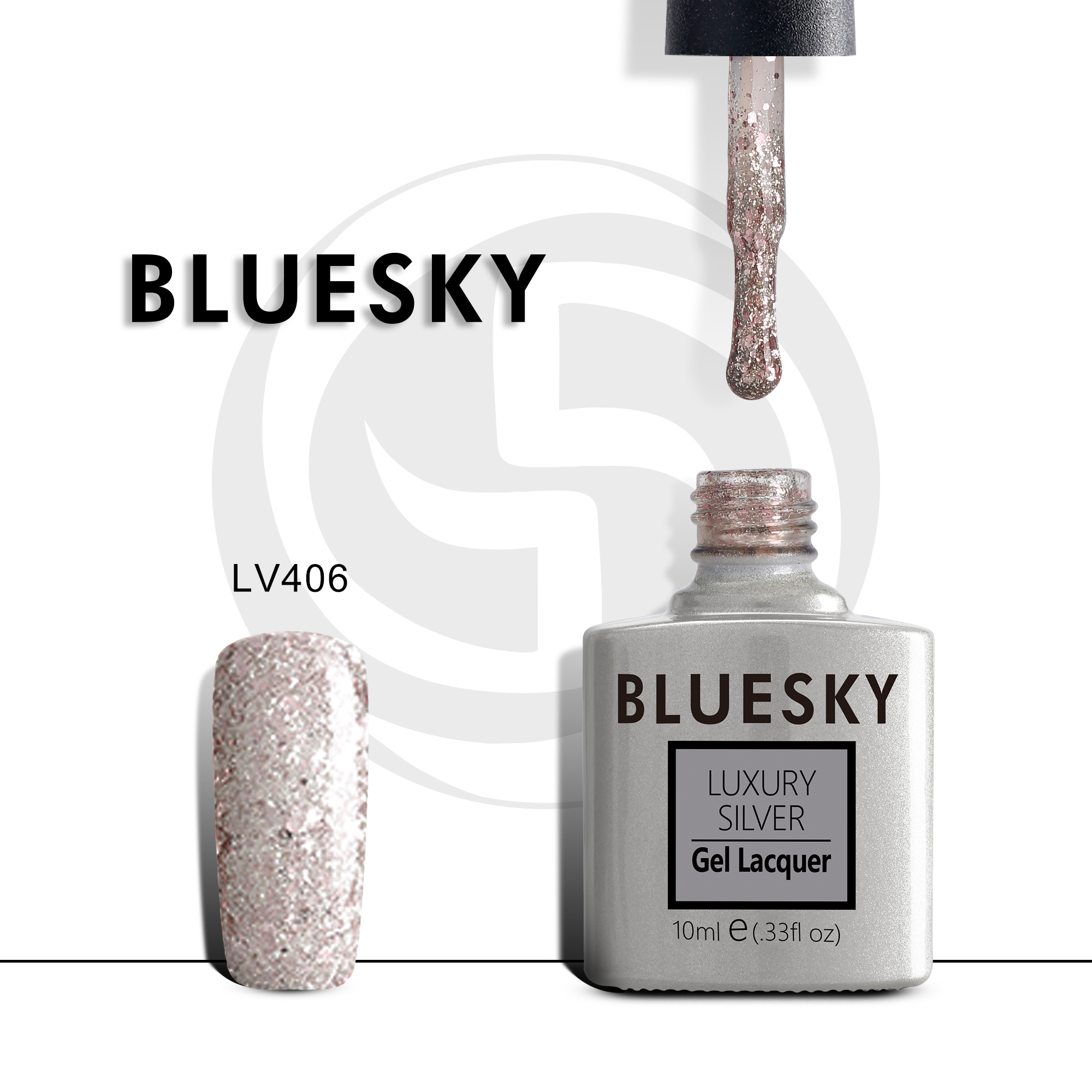 

Гель-лак №406 Luxury Silver 10 мл, BLUESKY