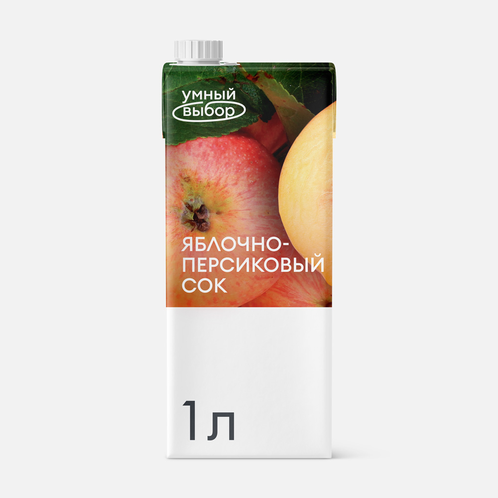 

Сок Умный выбор яблочно-персиковый, восстановленный, 1 л