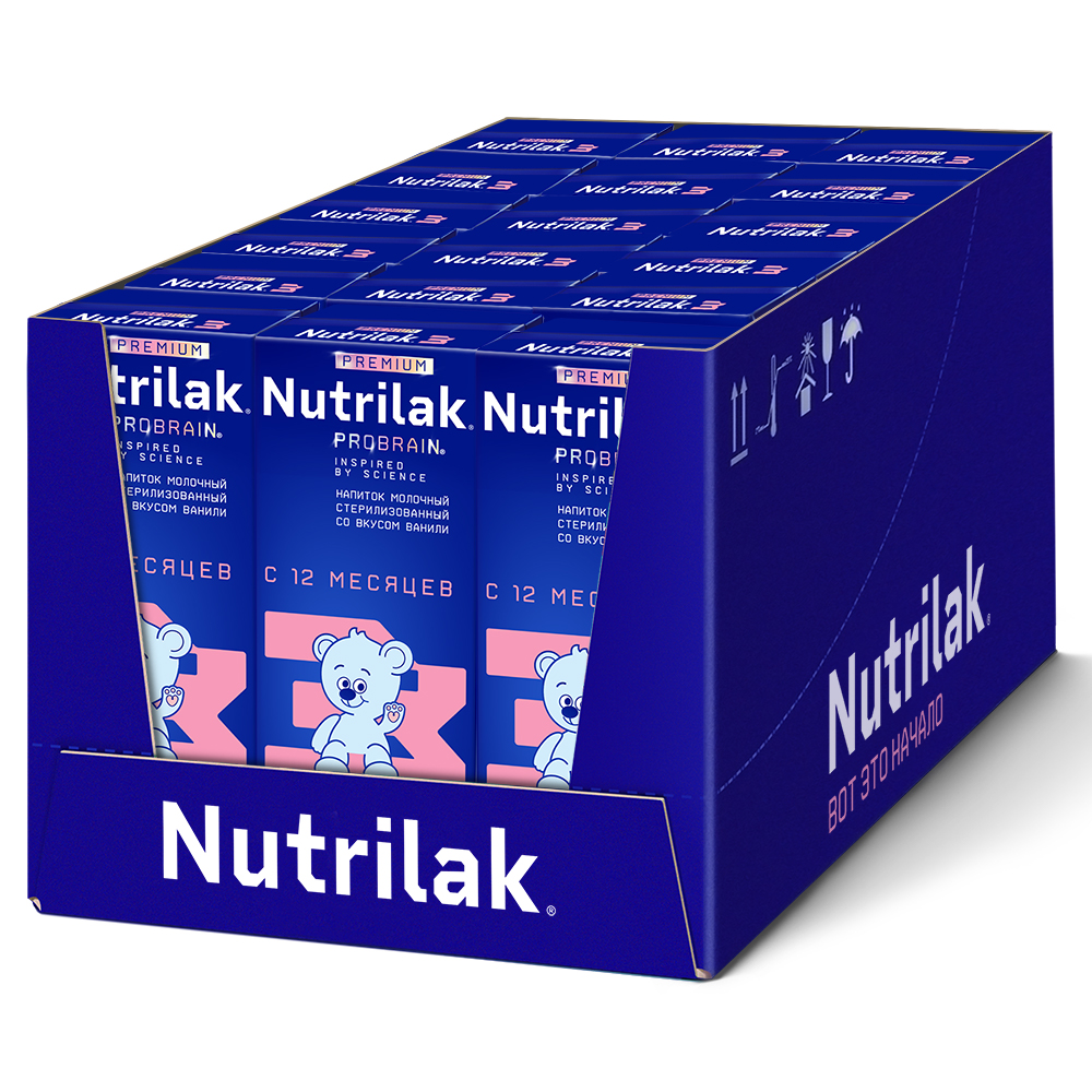 Готовая молочная смесь Nutrilak Premium 3, Нутрилак с 12 мес., 200 мл., упак. 18 шт. молочная смесь nutrilak premium 2 нутрилак с 6 мес без пальмового масла 600 г 2 шт