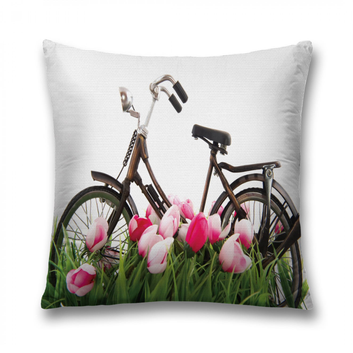 фото Наволочка декоративная joyarty "велосипед в цветах" на молнии, 45x45 см
