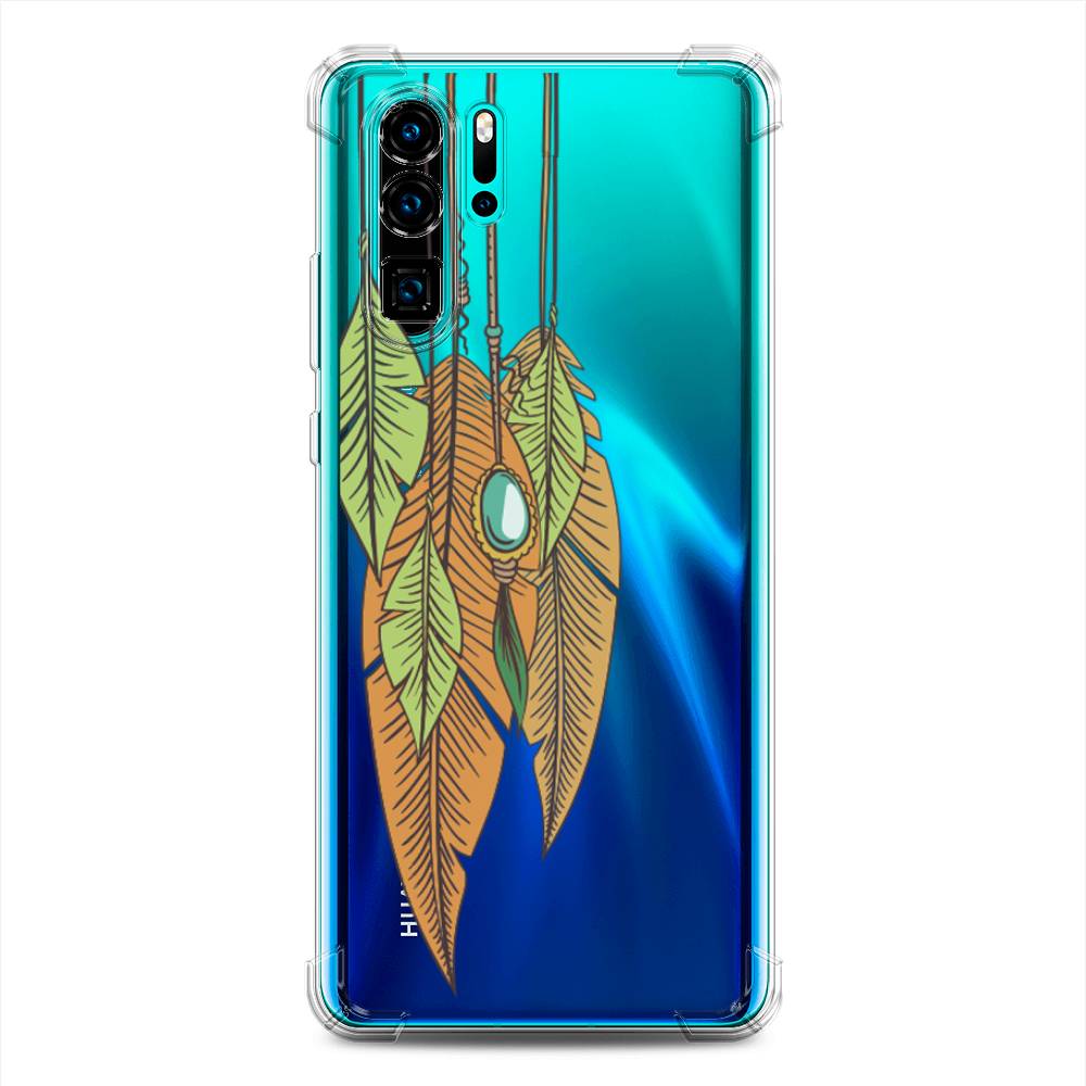 фото Противоударный силиконовый чехол "оберег перья" на huawei p30 pro awog