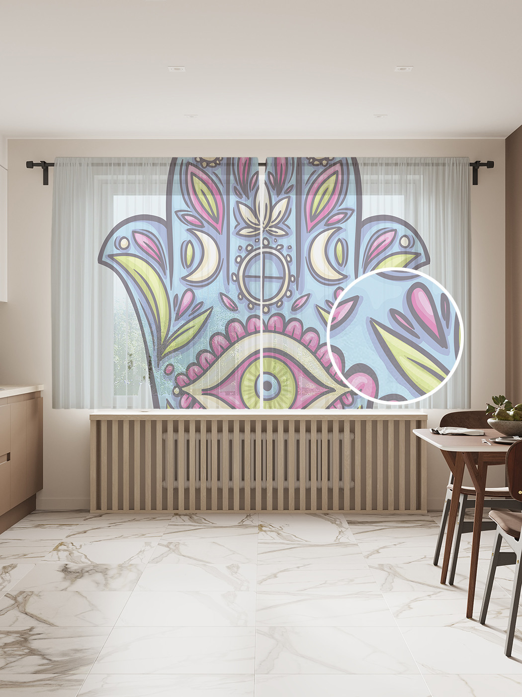 

Фототюль JoyArty "Око защиты", 145x180 см (2 полотна со шторной лентой + 50 крючков), Око защиты