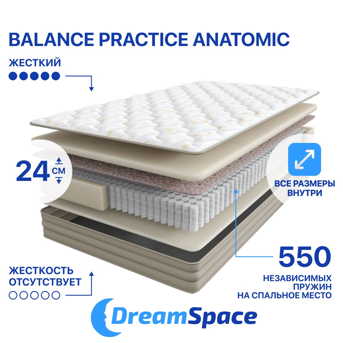 

Матрас Мир Матрасов 4657765250223, Белый;серый, Balance Practice Anatomic