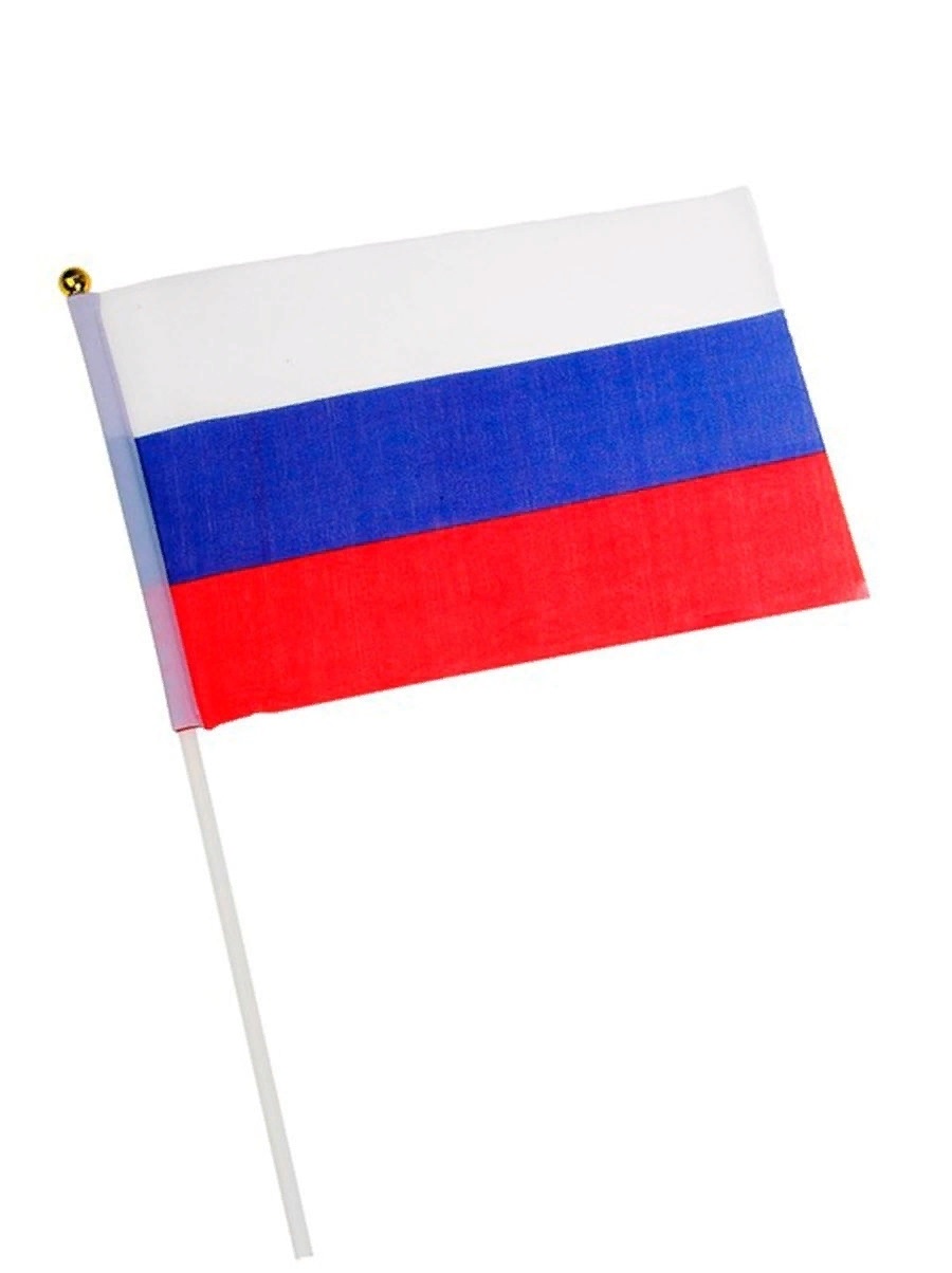 Флаг COSY Триколор без герба 14х20 см с флагштоком набор 108 шт