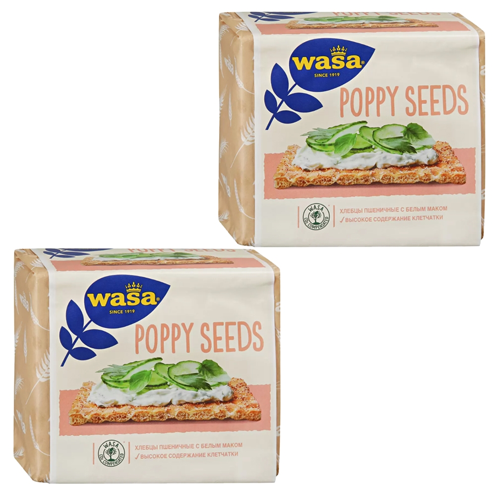 Хлебцы Wasa Poppy Seeds пшеничные с белым маком 240 г - 2 шт