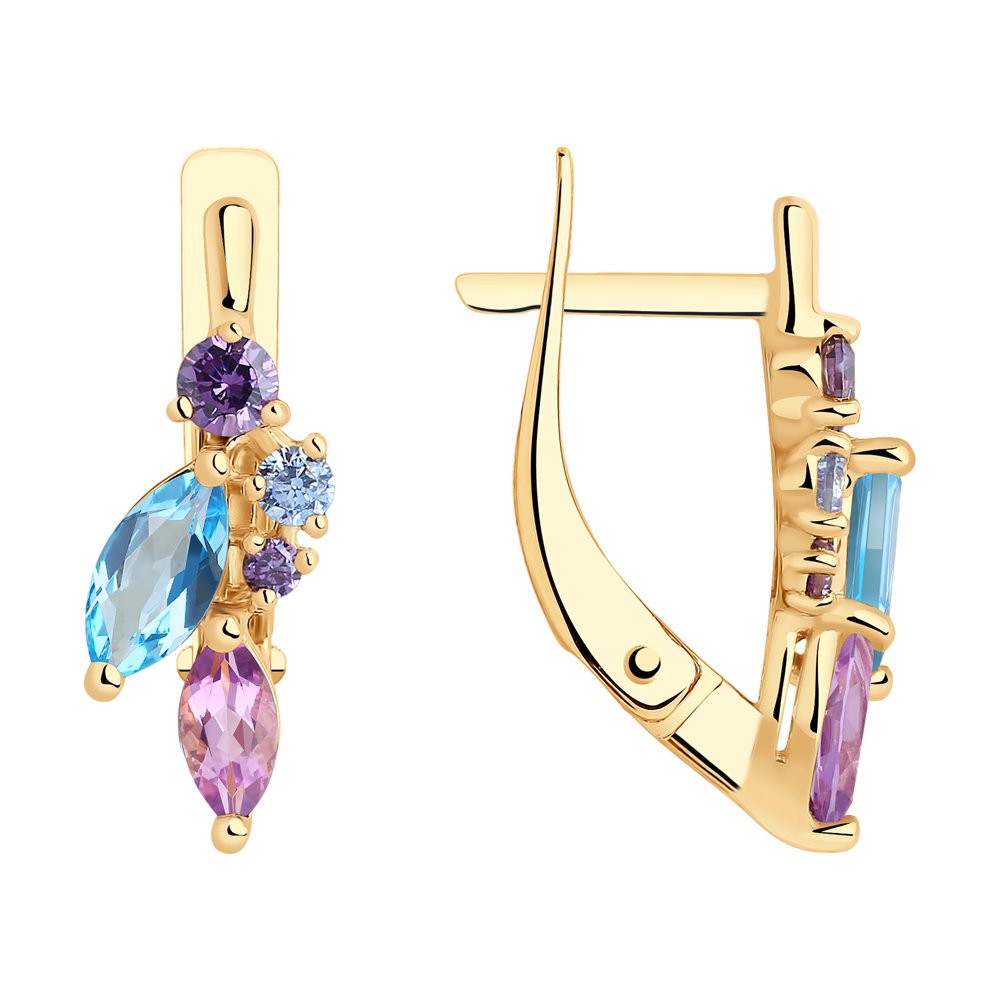 

Серьги женские из золота SOKOLOV 727494, топаз/аметист/фианит, 727494