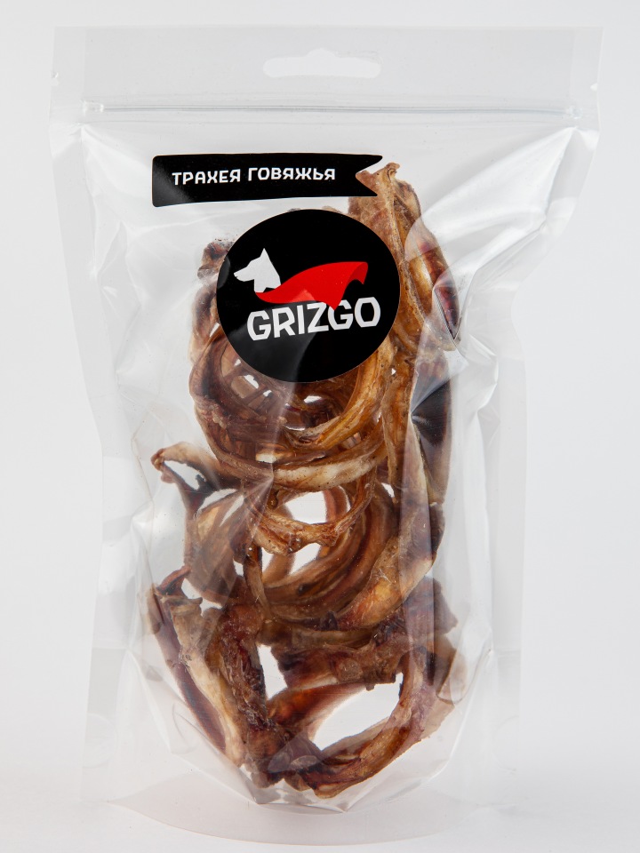 фото Лакомство для собак grizgo, трахея говяжья колечки, говядина, 80г