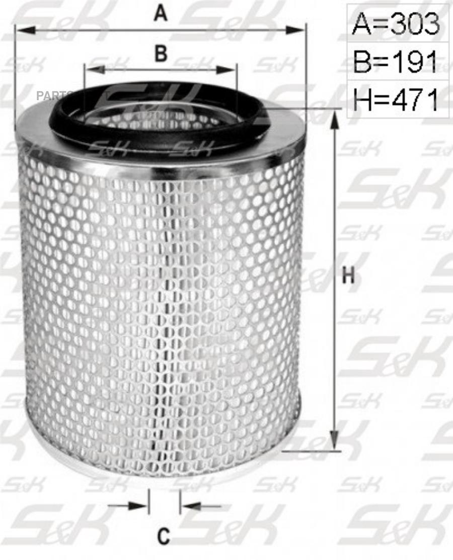 

Фильтр воздушный [H=471 D1=303 D2=191] Omn MAN. MB. Iveco. Neoplan. Setra