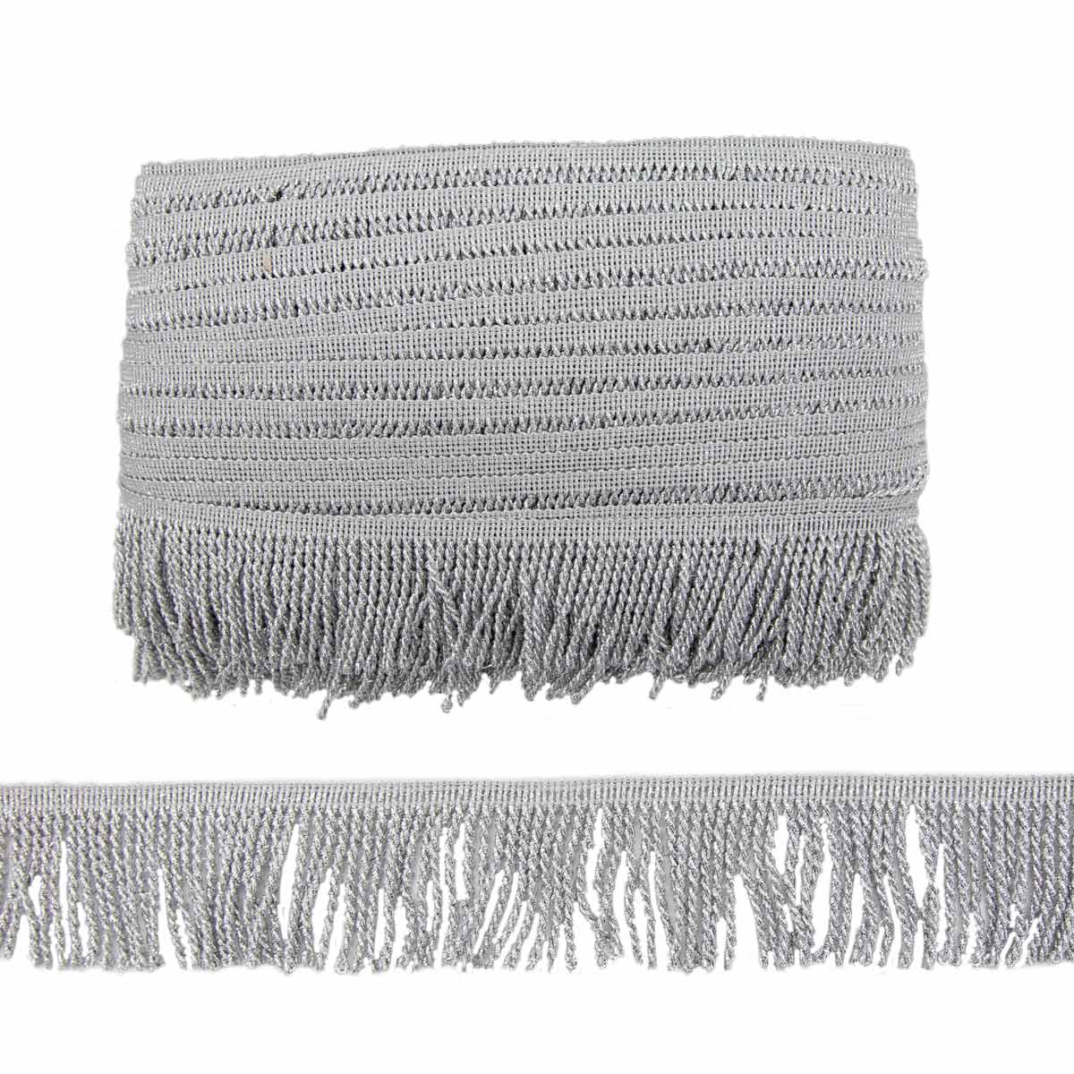 Бахрома крученная, 70 мм, 25 м, цвет: серебро