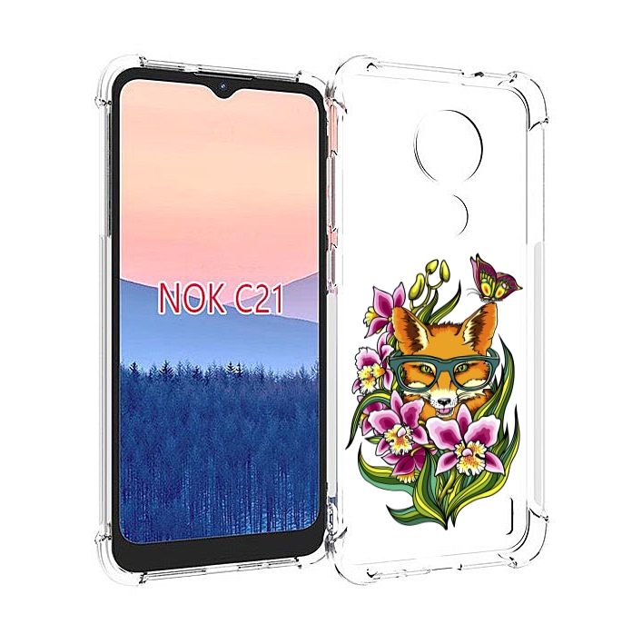 

Чехол MyPads Лиса в цветах для Nokia C21, Прозрачный, Tocco