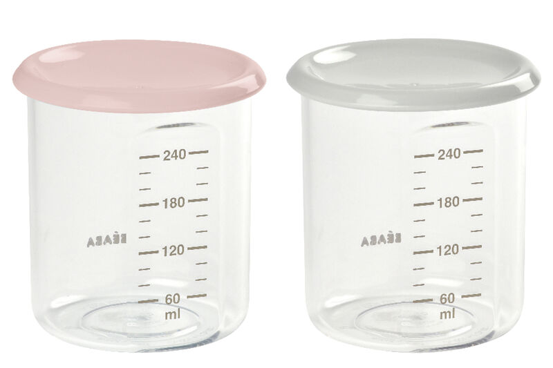 

Набор контейнеров для детского питания Beaba MAXI JARS, 2х240 мл (Серый-розовый), MAXI JARS