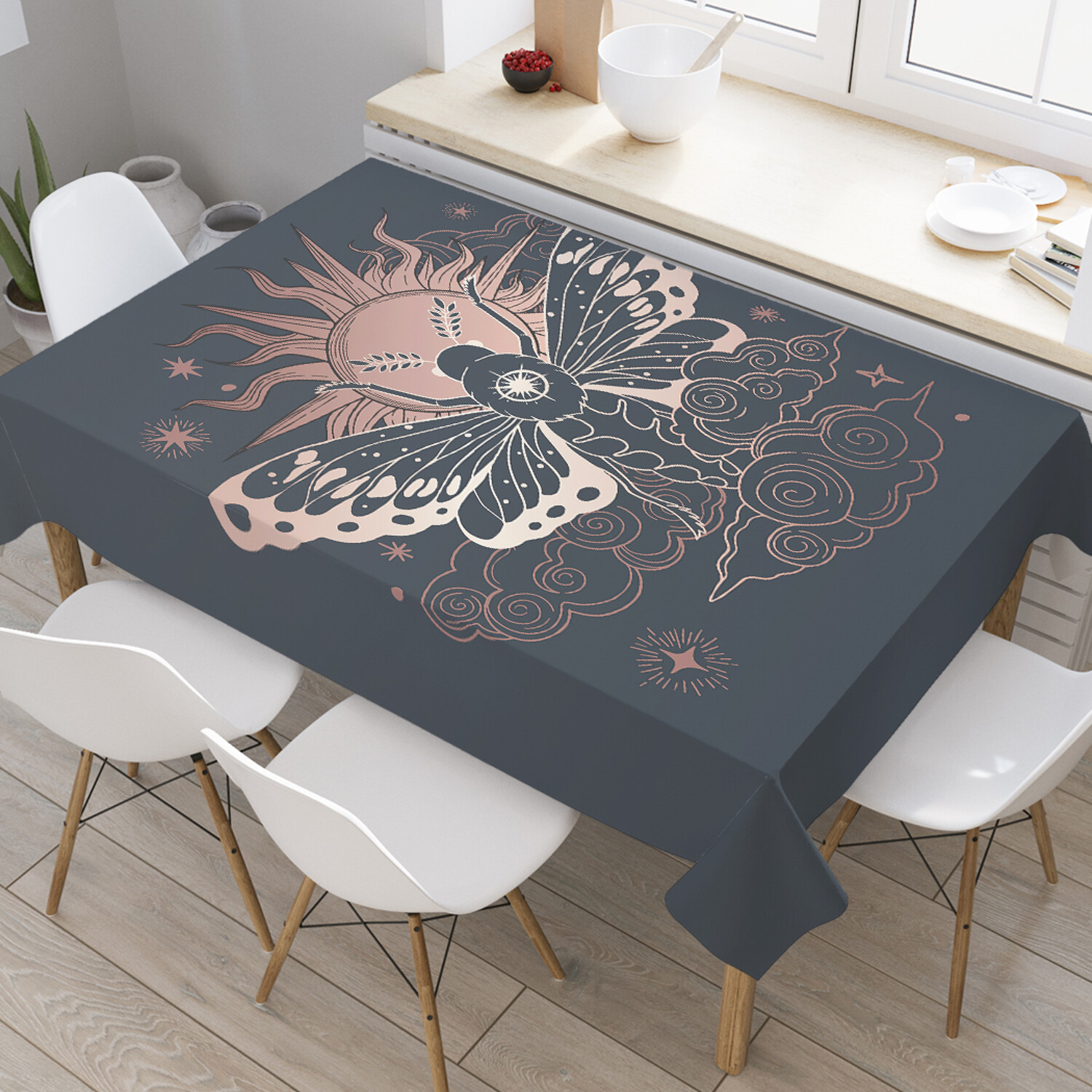 

Водоотталкивающая скатерть на стол JoyArty с рисунком Ночной мотылек 145 на 180 см, Черный, Ночной мотылек