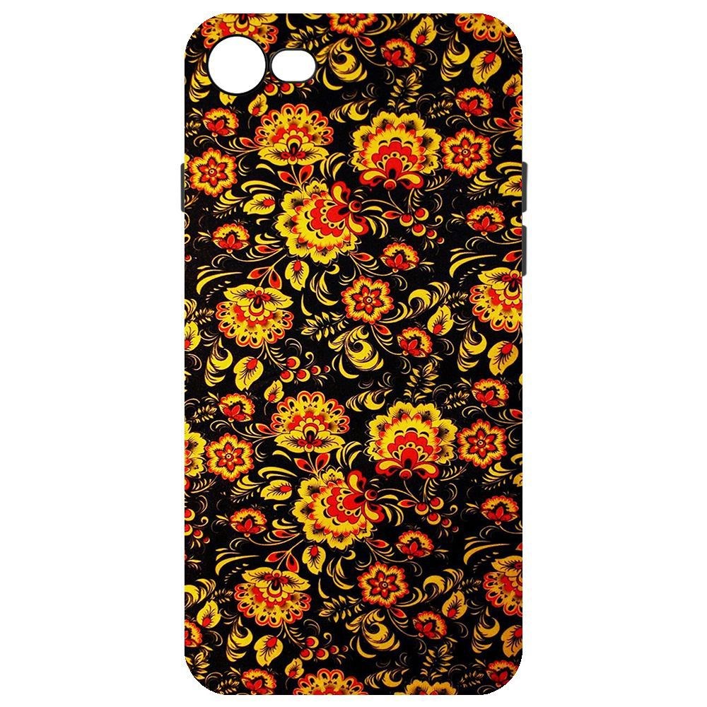 

Чехол-накладка Krutoff Soft Case Хохлома для iPhone SE 2020, Черный