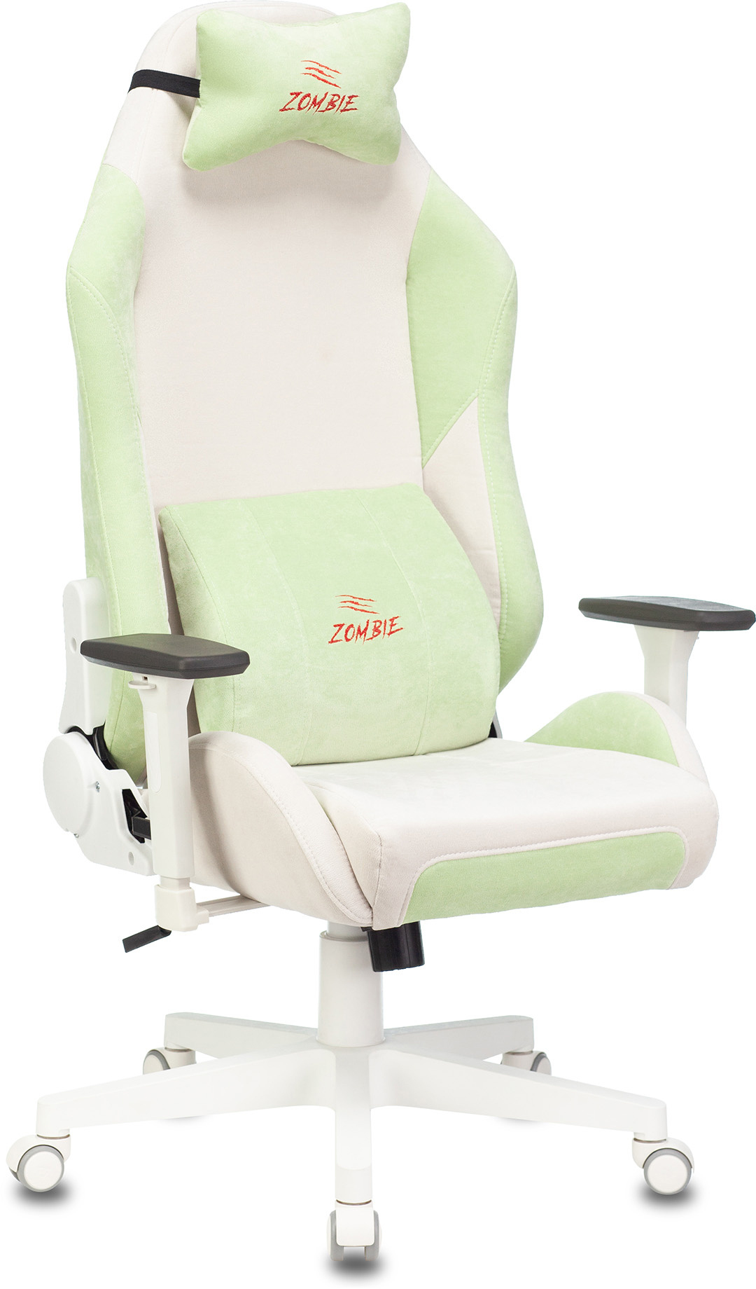 фото Игровое кресло бюрократ zombie epic pro fabric (white/green)