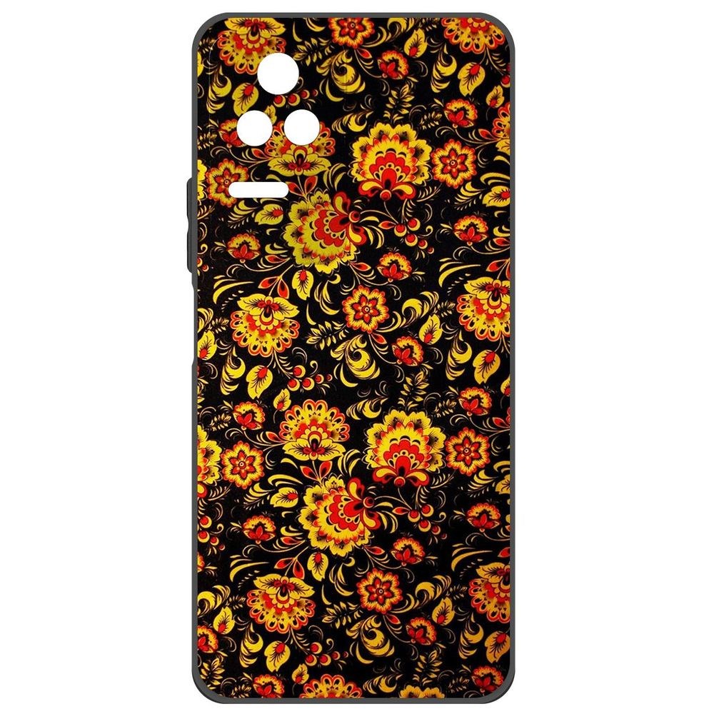 

Чехол-накладка Krutoff Soft Case Хохлома для Poco F4, Черный