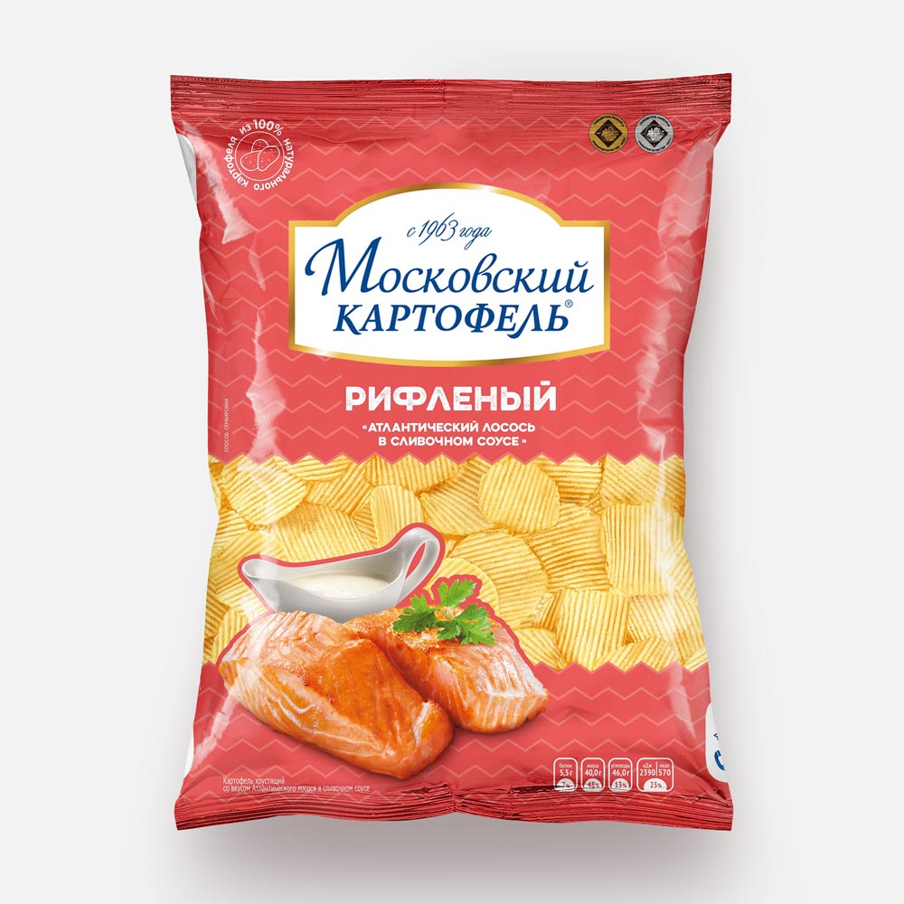 

Чипсы Московский картофель, рифлёные, атлантический лосось в сливочном соусе, 120 г