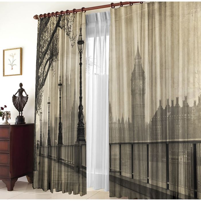 

Комплект штор ТамиТекс Улицы Лондона, 150х270+/-3 см, 2 шт, габардин, полиэстер