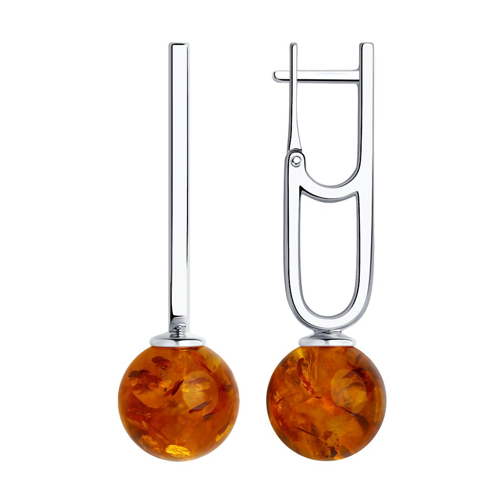 

Серьги женские из серебра SOKOLOV 83020087, янтарь, 83020087