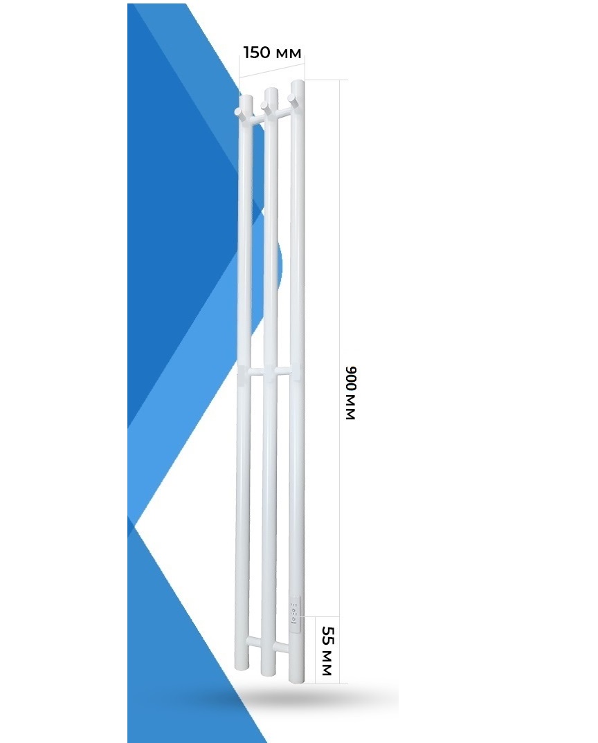 Электрический полотенцесушитель Inaro 3, высота 90 см, 6 крючков, белый матовый