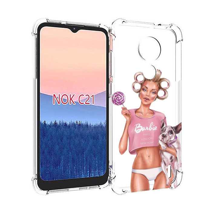 

Чехол MyPads Барби-с-собачкой женский для Nokia C21, Прозрачный, Tocco