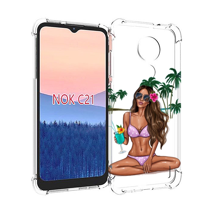 

Чехол MyPads Гавайская-девушка женский для Nokia C21, Прозрачный, Tocco