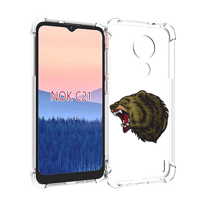 

Чехол MyPads Голова-медведь для Nokia C21, Прозрачный, Tocco