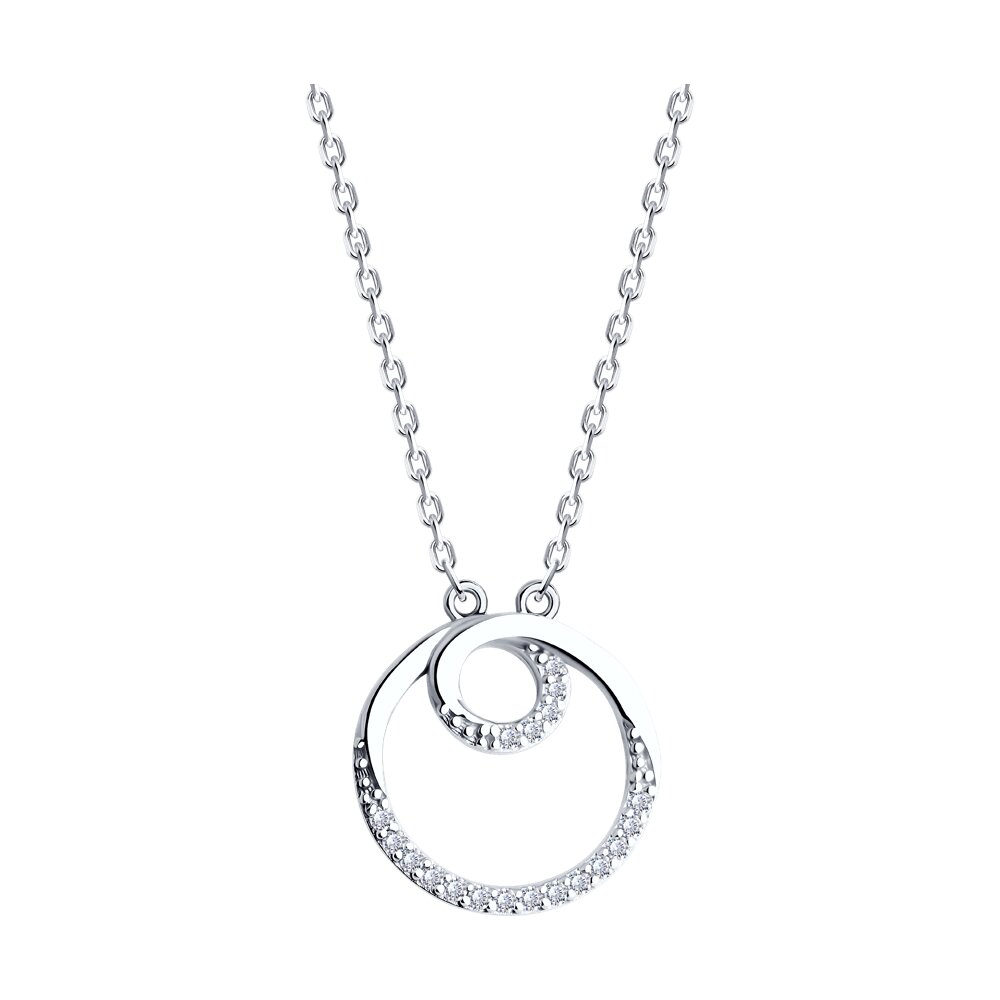 

Колье из серебра 38-43 см SOKOLOV 94070848-91, фианит, 94070848-91