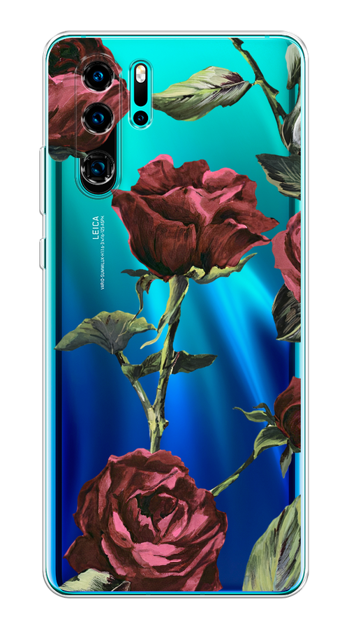 

Чехол Awog на Huawei P30 Pro "Бордовые розы фон", Разноцветный, 67650-8