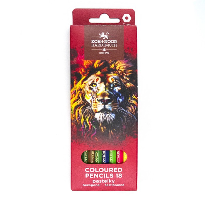 Карандаши цветные Koh-I-Noor Red Lion 3553 18 цветов дерево шестигранные 471₽